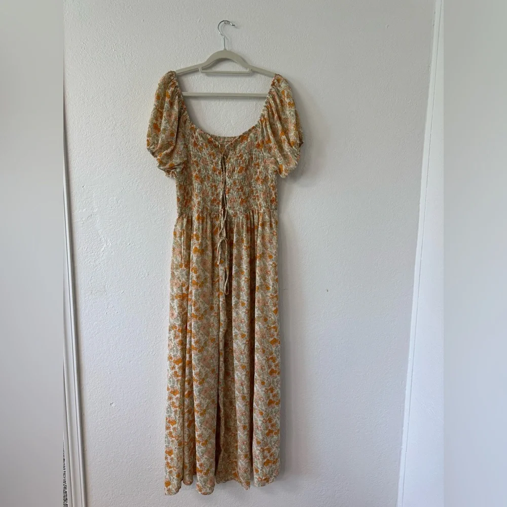 Floral Maxi Dress, Size 2X, Orange,Cream, & Green - Picture 9 of 10